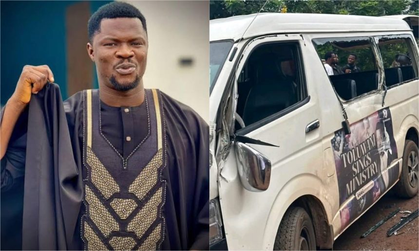 Singer Toluwanisings, crew members survive ghastly car accident