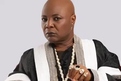 Charly Boy sparks reactions with unusual pink outfit at birthday event